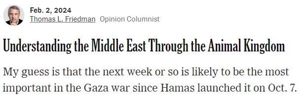Il New York Times paragona il Medio Oriente al regno animale e il mondo "dei diritti umani" lascia correre
